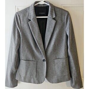 Banana Republic Women's Gray Pinstripe Blazer Size 6 Single-Breasted Tailored